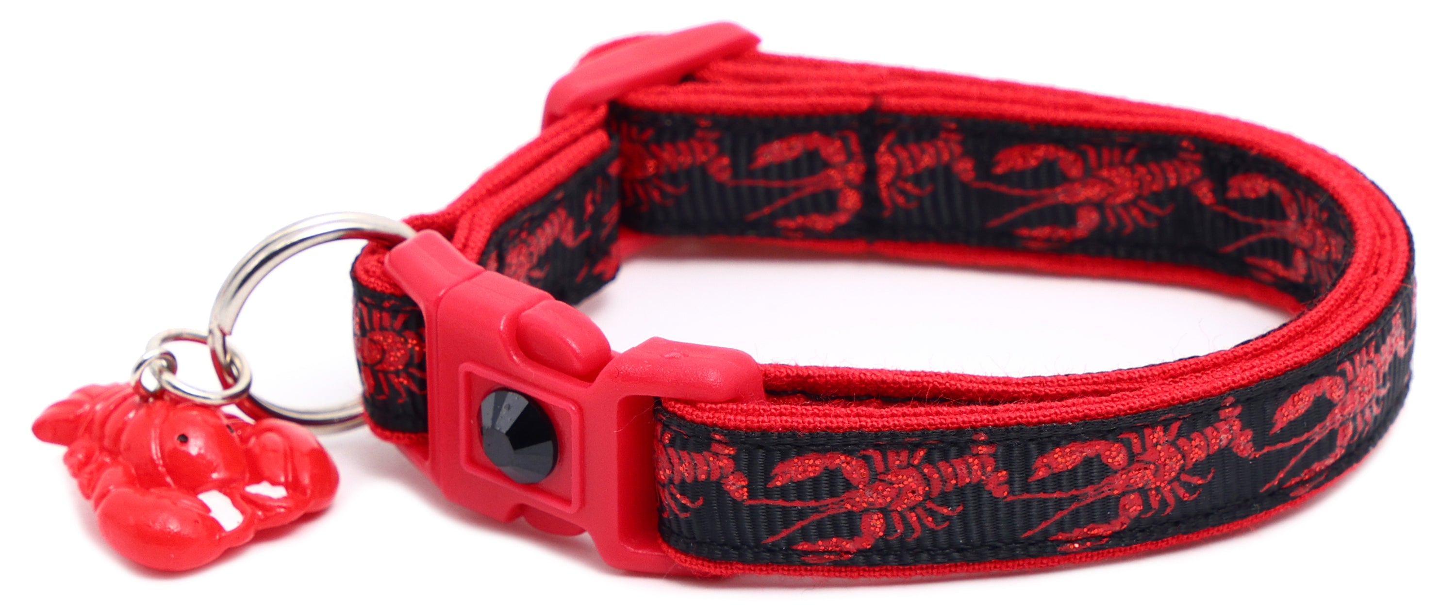 Lobster Breakaway Cat Collar made of reinforced cotton, featuring a breakaway clip and customizable options.